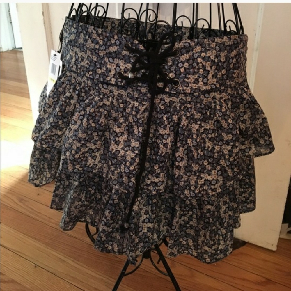 Jessica Simpson Blue/Ivory Floral Mini Skirt